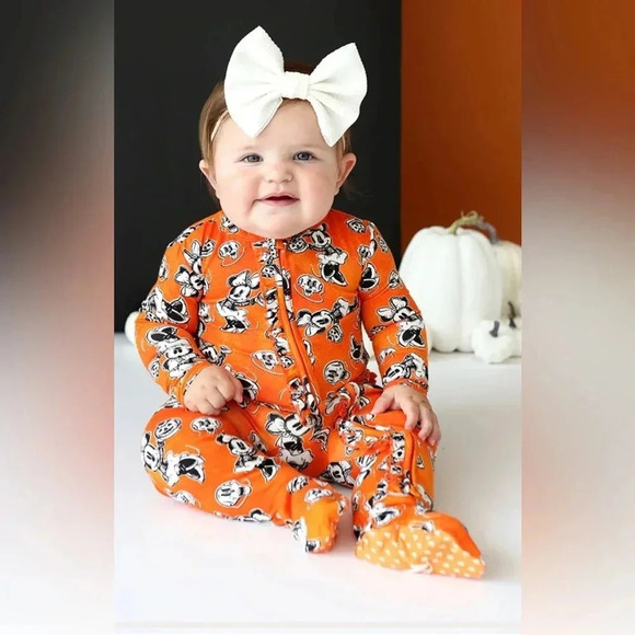 Posh Peanut Disney Minnie Mouse Halloween Footie Ruffled Zippered One Piece - Picture 1 of 5